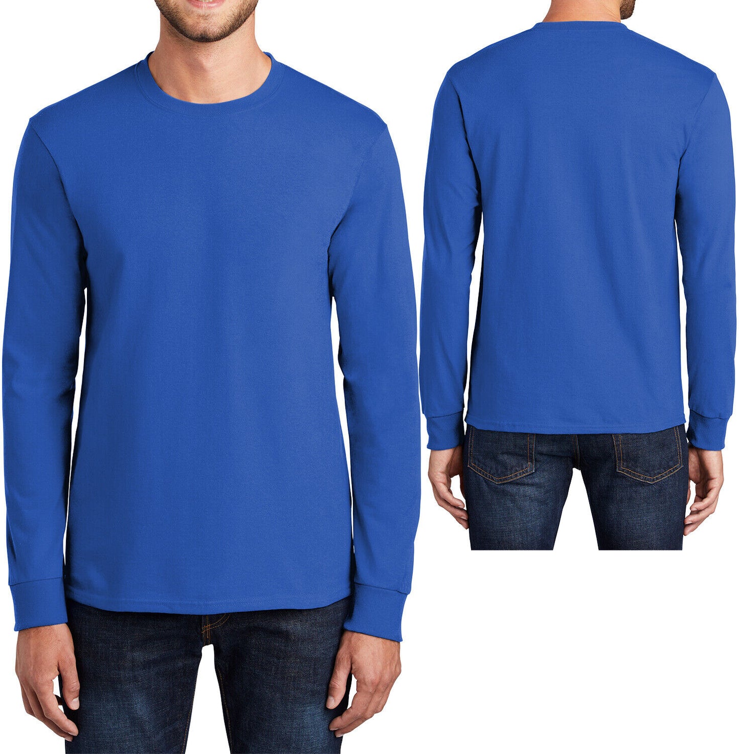 Mens 100% Soft Cotton Big & TALL Long Sleeve T-Shirt Crewneck Tee LT-4XLT NEW!