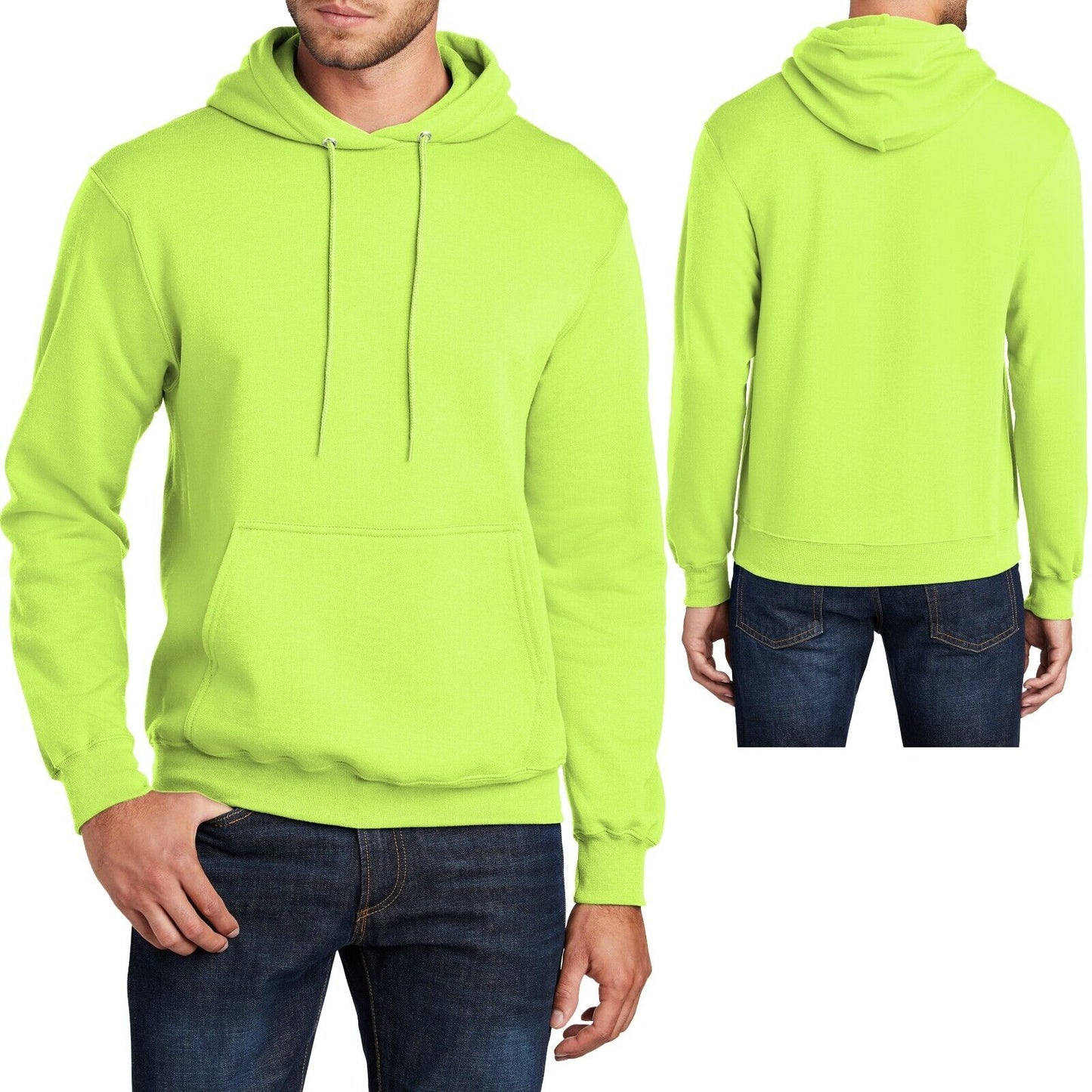 Mens Pullover NEON Hoodie Adult Sizes S M L XL-4XL Hooded Sweatshirt Hoody NEW