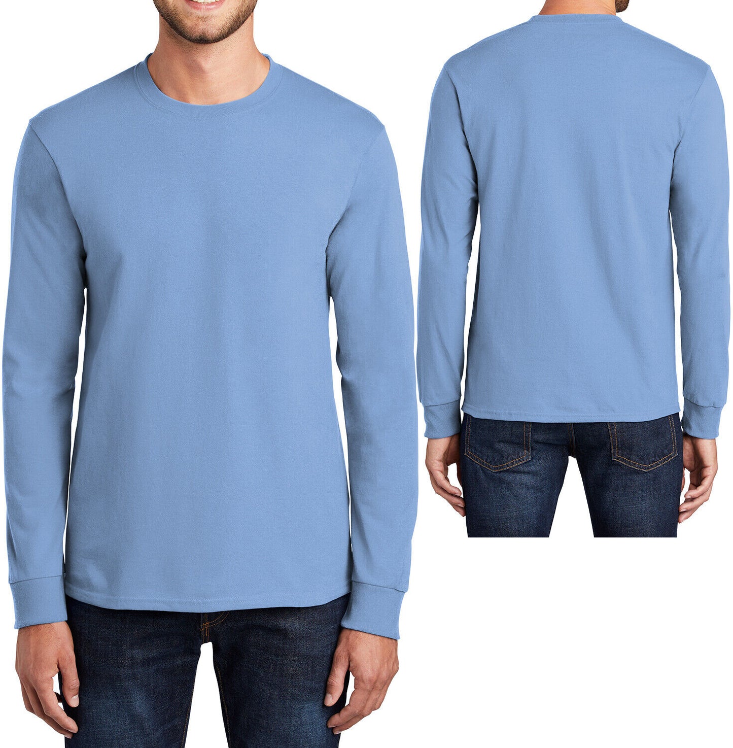 Mens 100% Soft Cotton Big & TALL Long Sleeve T-Shirt Crewneck Tee LT-4XLT NEW!