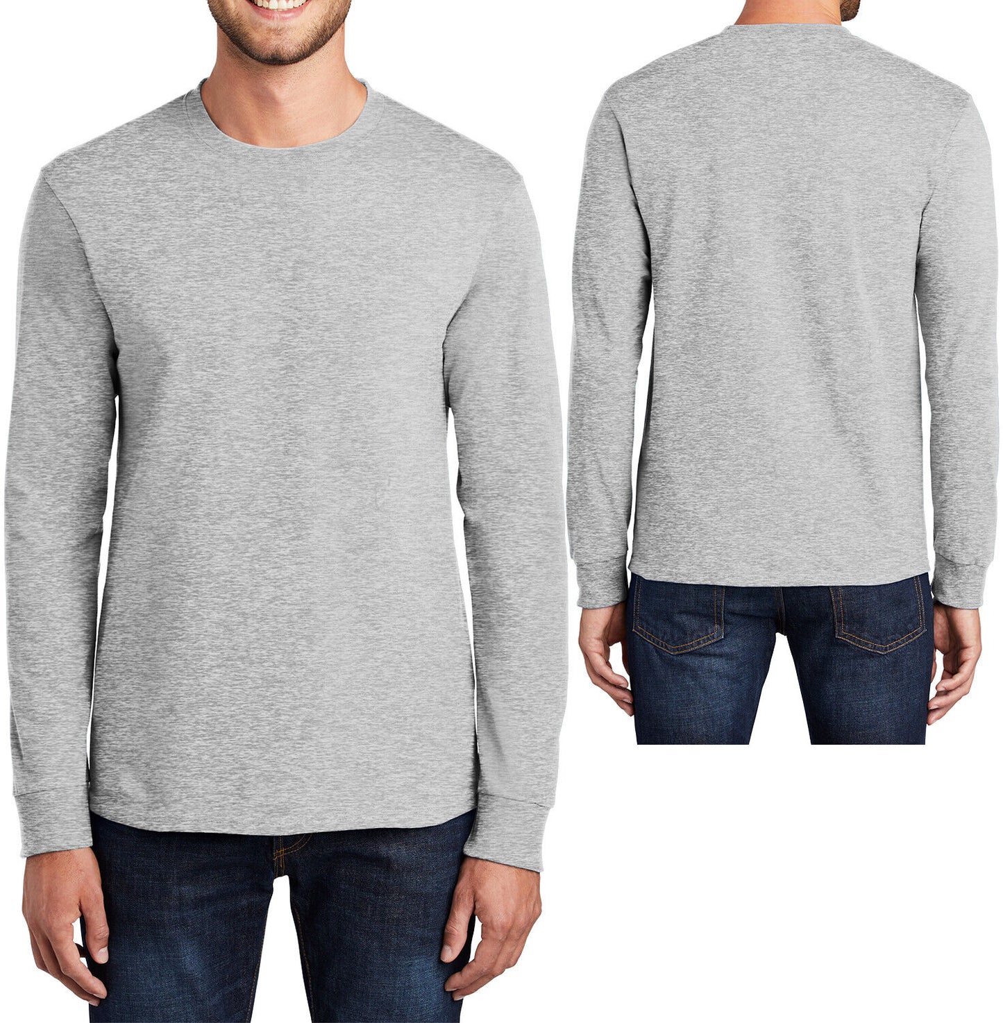 Mens 100% Soft Cotton Big & TALL Long Sleeve T-Shirt Crewneck Tee LT-4XLT NEW!