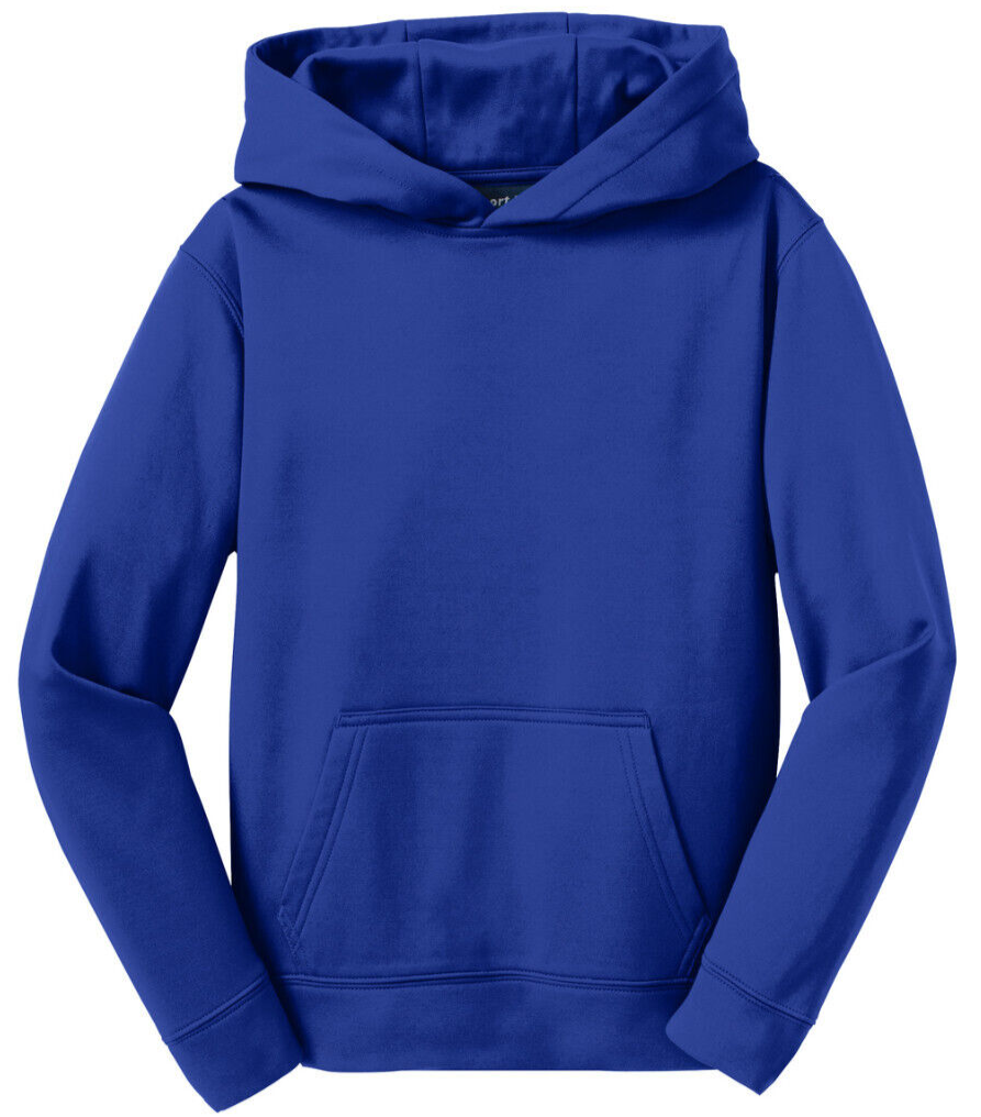 Youth Moisture Wicking Fleece Hooded Pullover Kids Hoodie Royal XL Girls & Boys