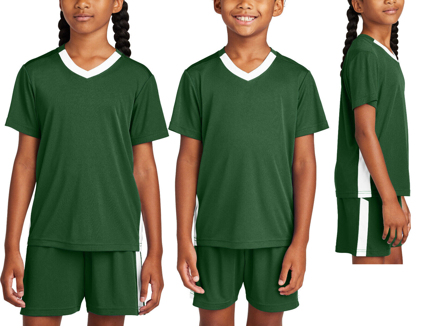 Kids V-Neck Moisture Wicking Color Block Team T-Shirt Youth Child UPF 30+ XS-XL