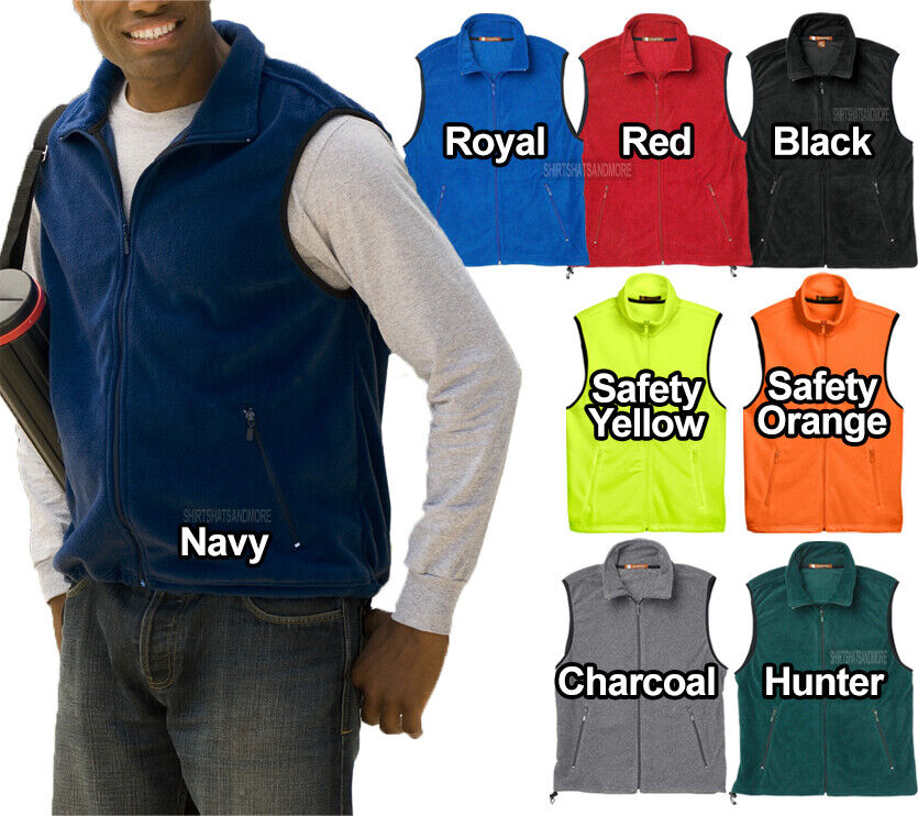 Mens Polar Fleece Vest Sleeveless Jacket Pockets Warm Winter Soft S-2XL 3XL 4XL