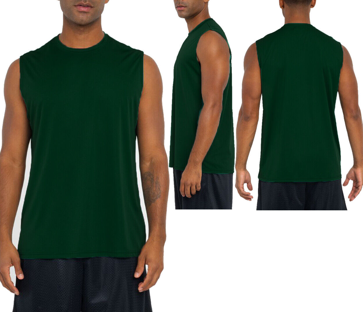 Mens Moisture Wicking Sleeveless T-Shirt Cooling Stain & Odor Resistant Tee S-3X