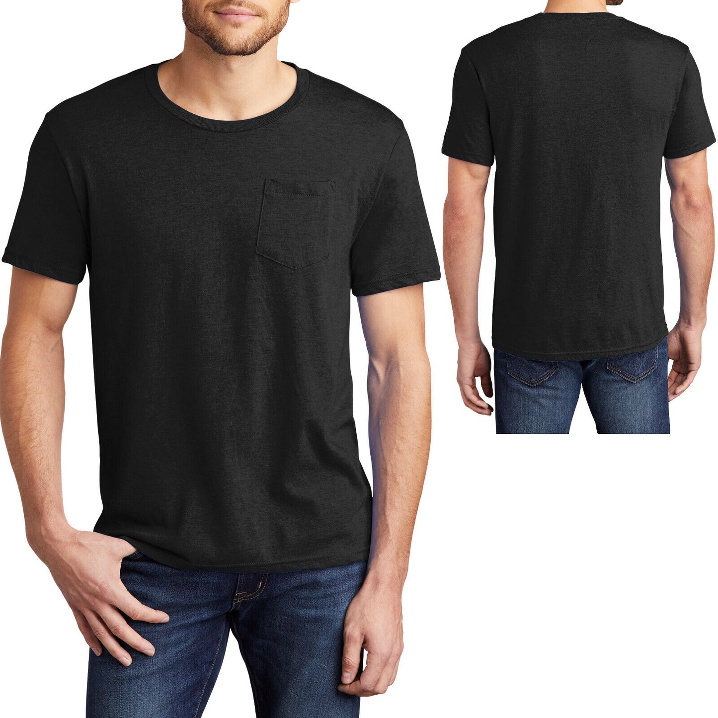 BIG MENS Heather Crew Neck T-Shirt with POCKET Tee Size XL, 2XL, 3XL, 4XL NEW