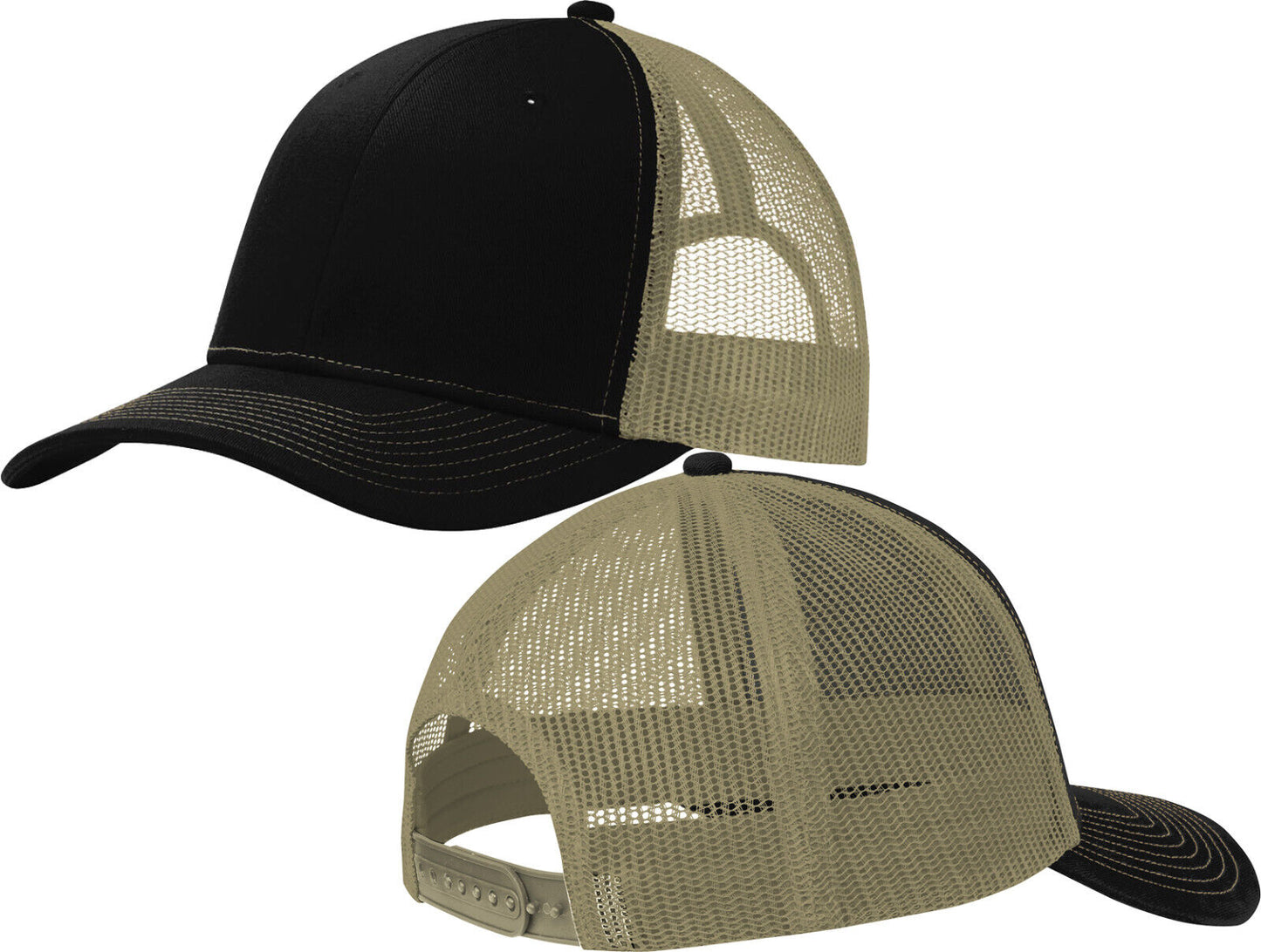 Men's Color Blocked Mesh Hat Structured Cap Mid Profile Snapback Headwear NEW!