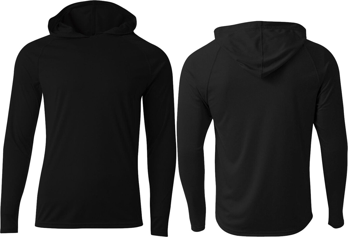 Mens Moisture Wicking Hoodie T-Shirt Stain & Odor Resist UPF 44 Cooling Tee S-3X