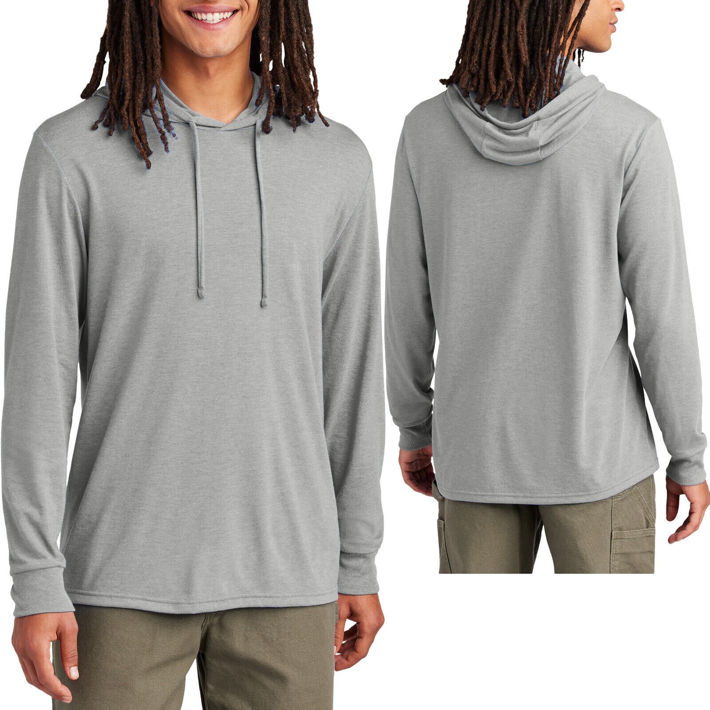 Mens Tri-Blend Hoodie T-Shirt Super Soft Sustainably Made Long SleeveTee XS-4XL