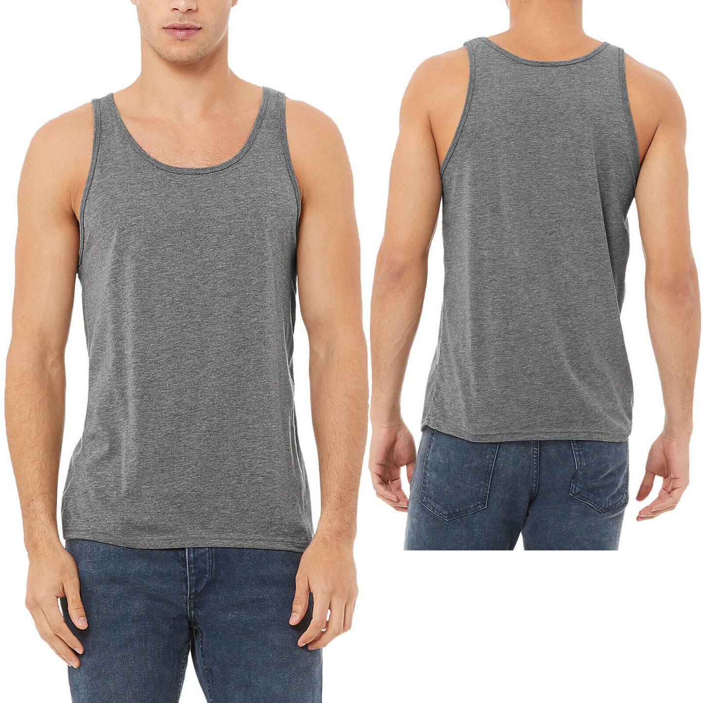 Mens Triblend Tank Top Sleeveless Workout Blended Tee Preshrunk T-Shirt XS-2XL