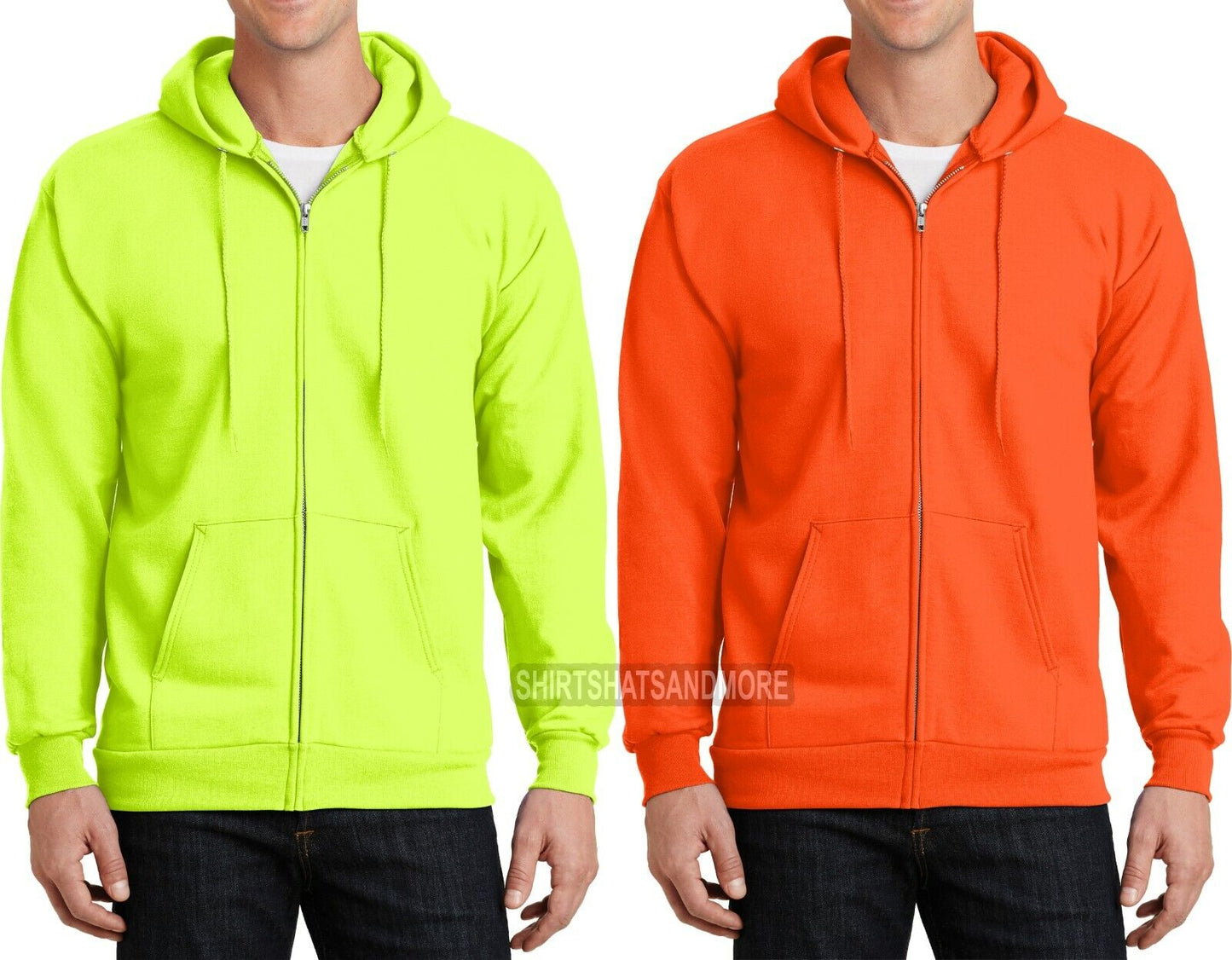 Mens Tall Safety Colors FULL ZIP Hoodie Hooded Sweatshirt LT XLT 2XLT 3XLT 4XLT