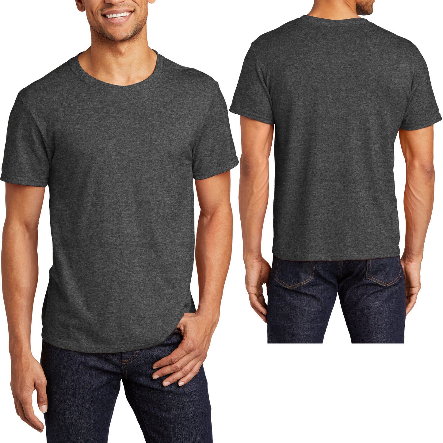 BIG Mens Jerzees Premium Soft Spun Cotton/Poly Blend Tee Wicking Heather T-Shirt