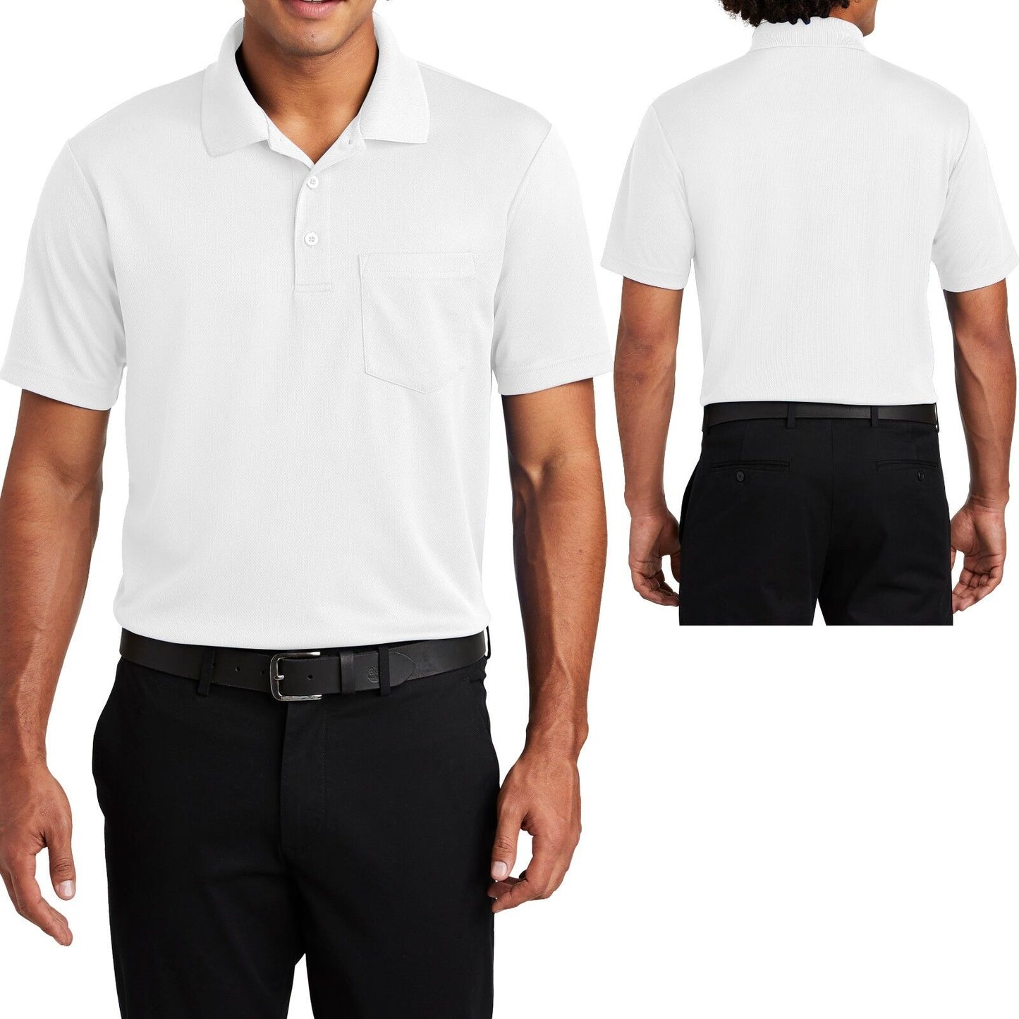 Mens Moisture Wicking Pocket Polo Shirt Micro Mesh Performance XS-XL 2X, 3X, 4X