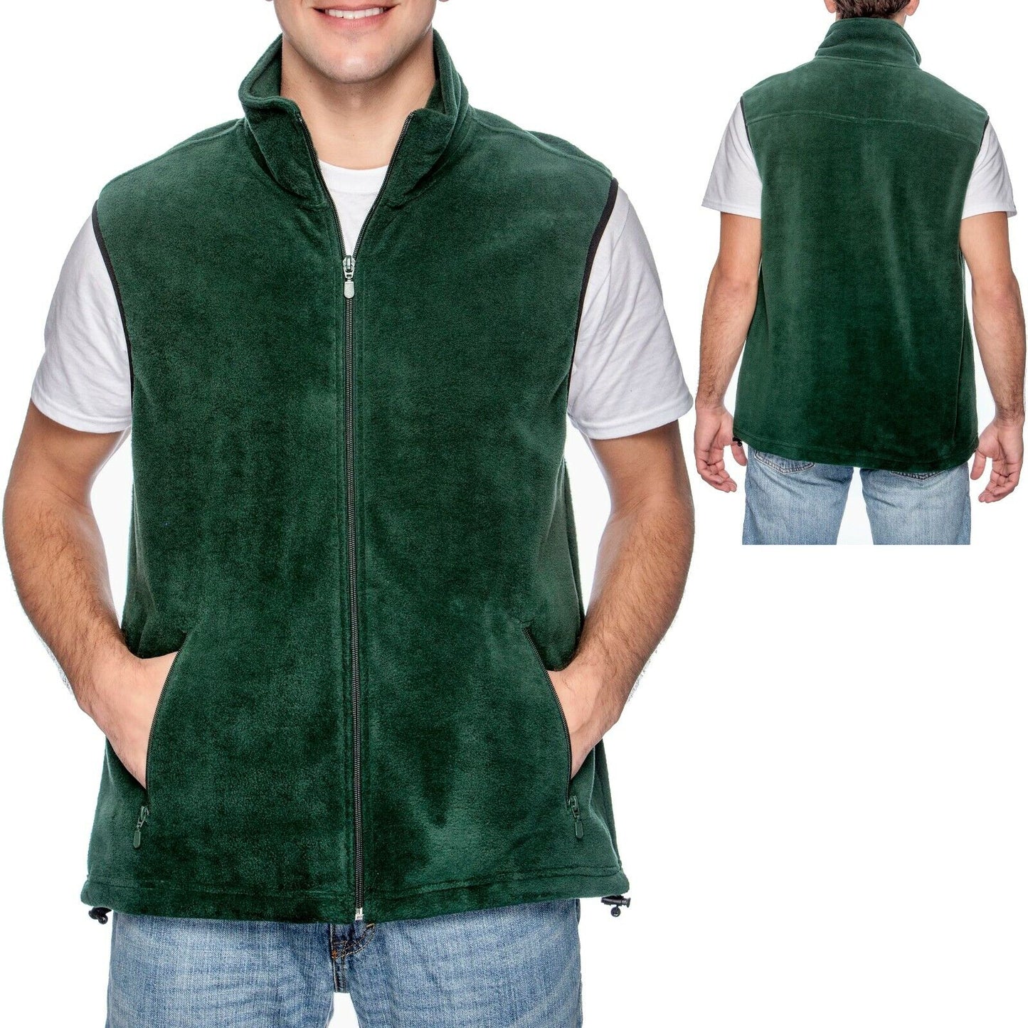 Mens Polar Fleece Vest Sleeveless Jacket Pockets Warm Winter Soft S-2XL 3XL 4XL