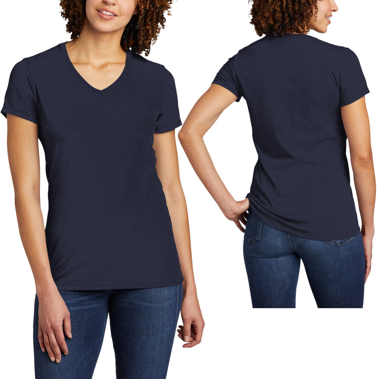 Womens Tri Blend V-Neck T-Shirt Soft Blended Sustainable Ladies Tee XS-2XL NEW!