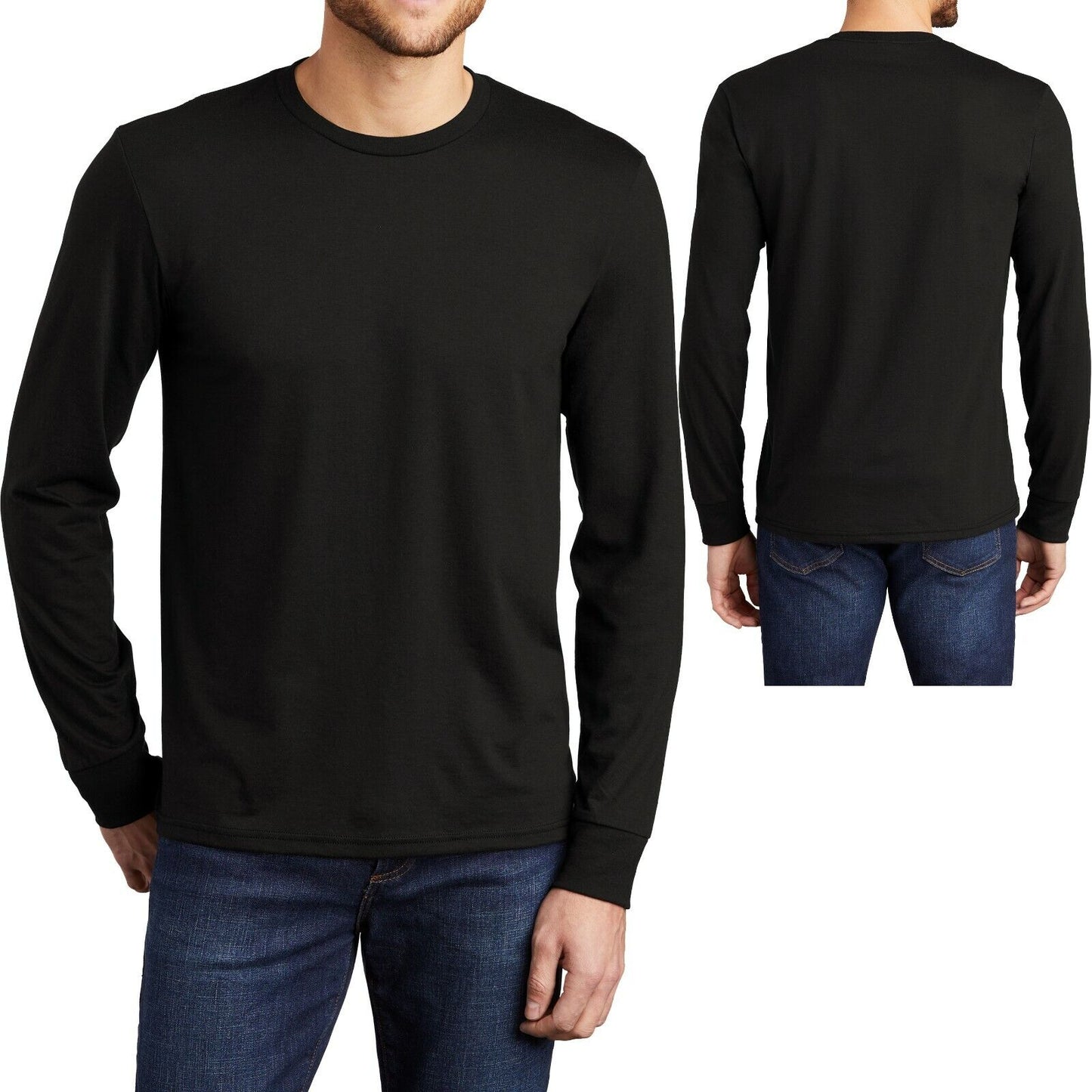 Mens Long Sleeve Tri Blend T-Shirt Premium Crew Neck Tee S, M, L, XL 2XL 3XL 4XL