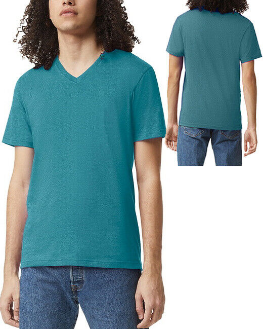 Mens American Apparel V-Neck Heather Tee Super Soft Cotton Blended T-Shirt S-3XL