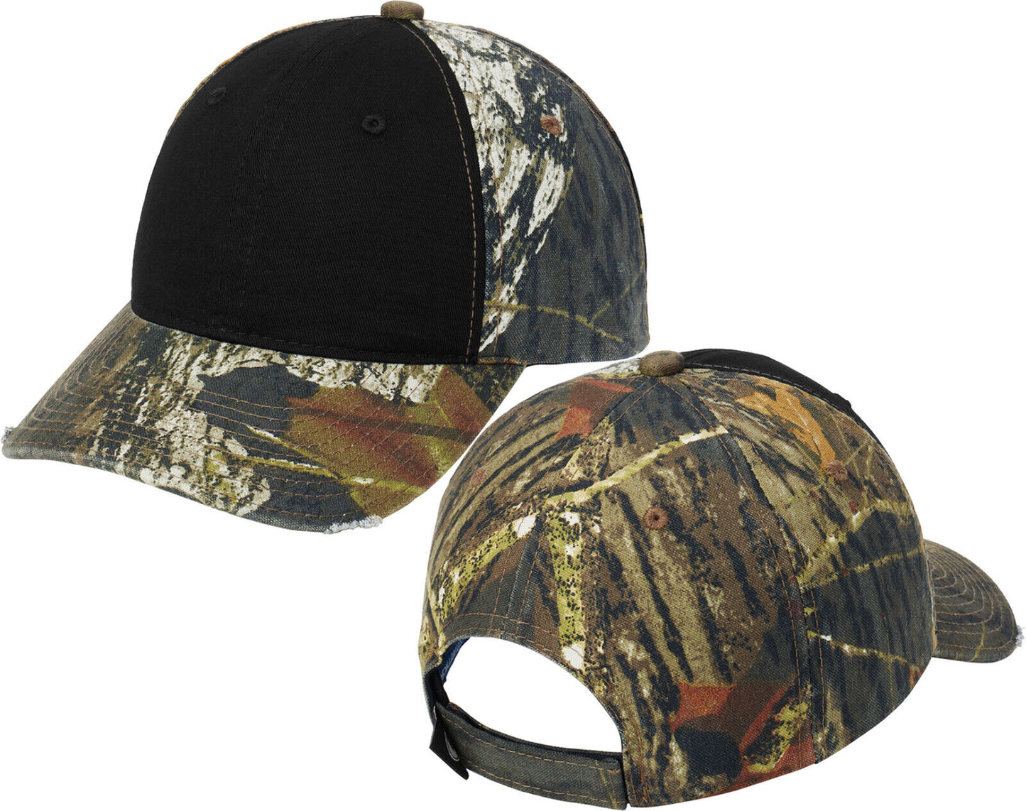 Mens Contrast Front Panel Camo Cap Low Profile Unstructured Hat Mossy Realtree X