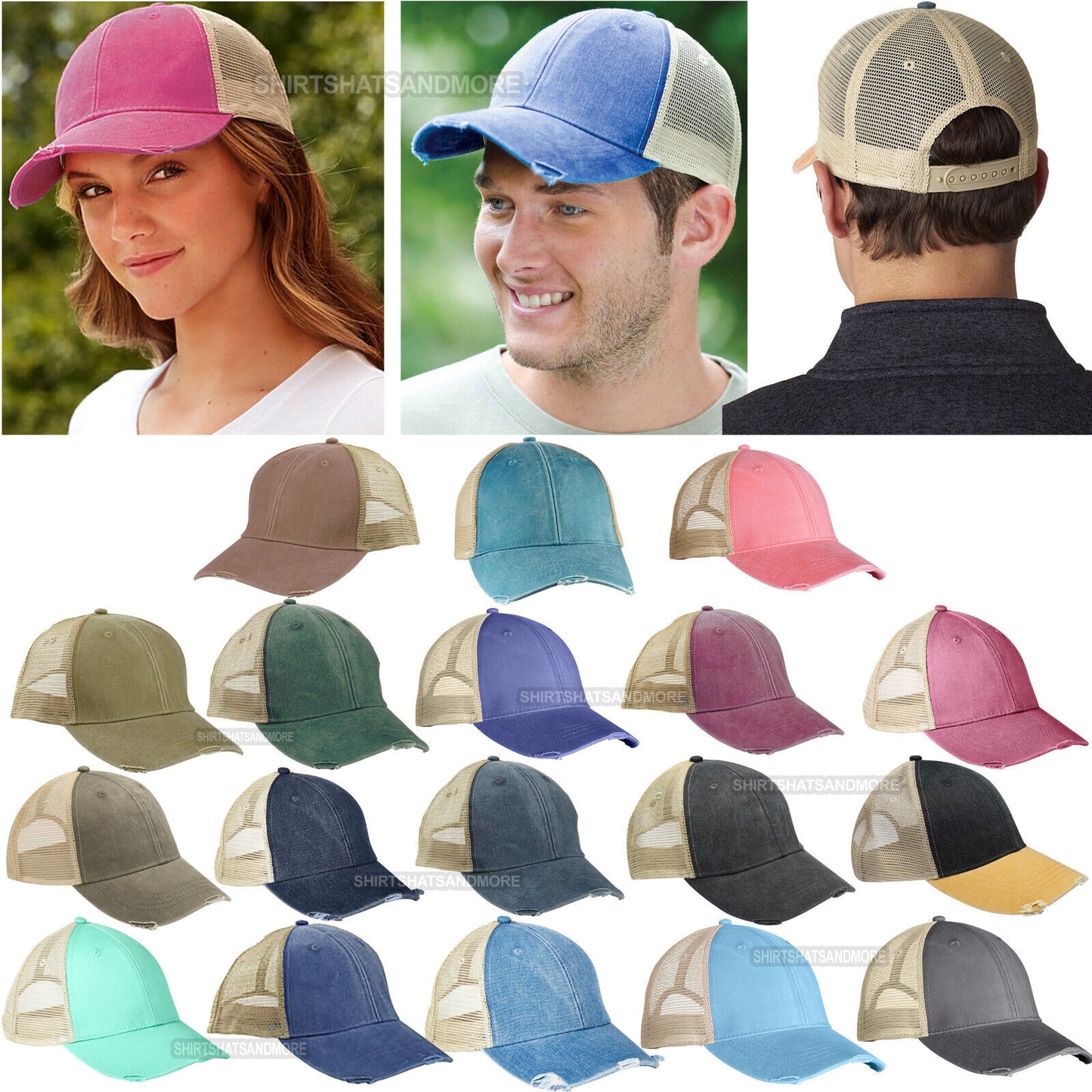 Mens/Ladies Distressed Ollie Pigment Died Cap Structured Mid-Profile Hat NEW!