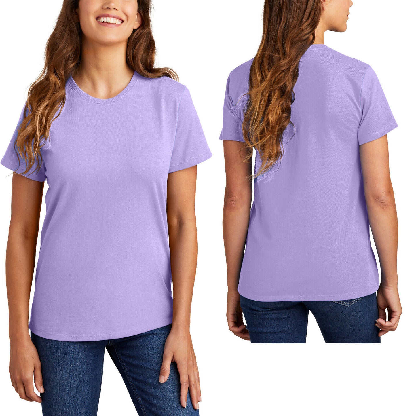 Womens 100% Soft Spun Cotton Short Sleeve Tee Ladies T-Shirt Top XS-4XL NEW!