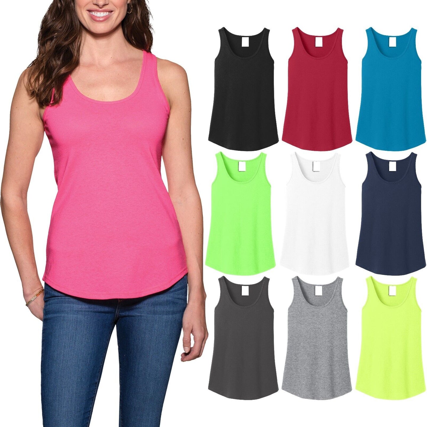 Ladies PLUS SIZE Tank Top Womens Cotton Sleeveless T-Shirt XL, 2XL, 3XL, 4XL NEW