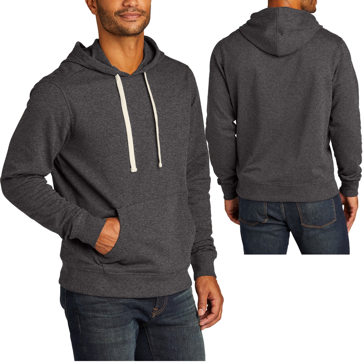 Mens Sustainable Heathered Fleece Hoodie Winter Warm Sweatshirt XS-4XL NEW!