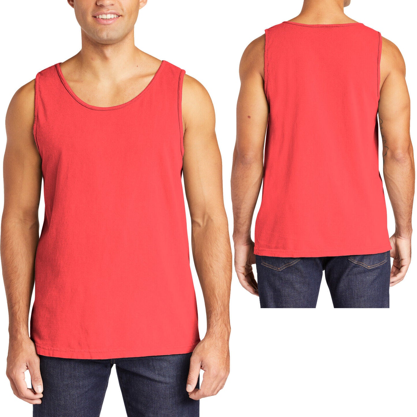 Mens Heavyweight 100% Soft Cotton Tank Top Sleeveless Tee Garment Washed XS-3XL