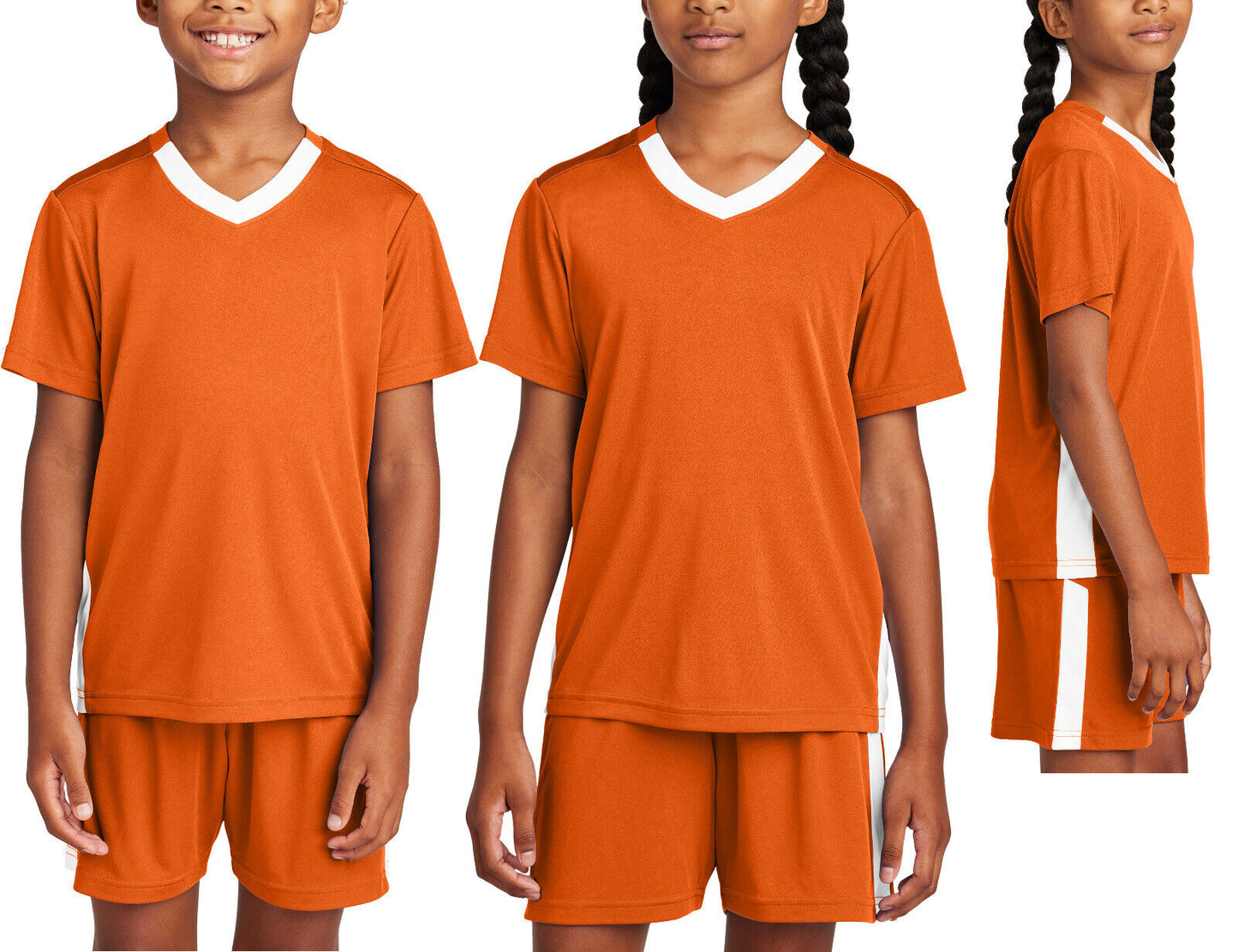 Kids V-Neck Moisture Wicking Color Block Team T-Shirt Youth Child UPF 30+ XS-XL