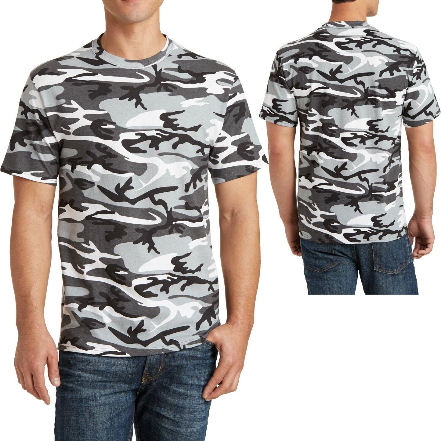 Mens CAMO T-Shirt Pigment Dyed PRESHRUNK Cotton S, M, L, XL, 2XL, 3XL, 4XL NEW