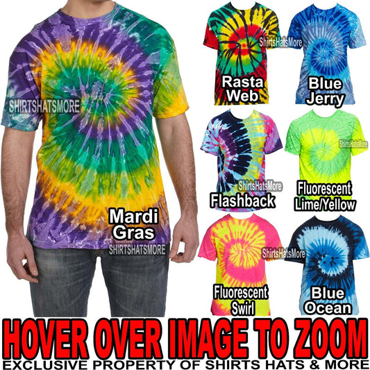 Mens  Tie-Dye T-Shirt 100% PRESHRUNK Cotton  Adult Tye-Die Tee S-3XL NEW!