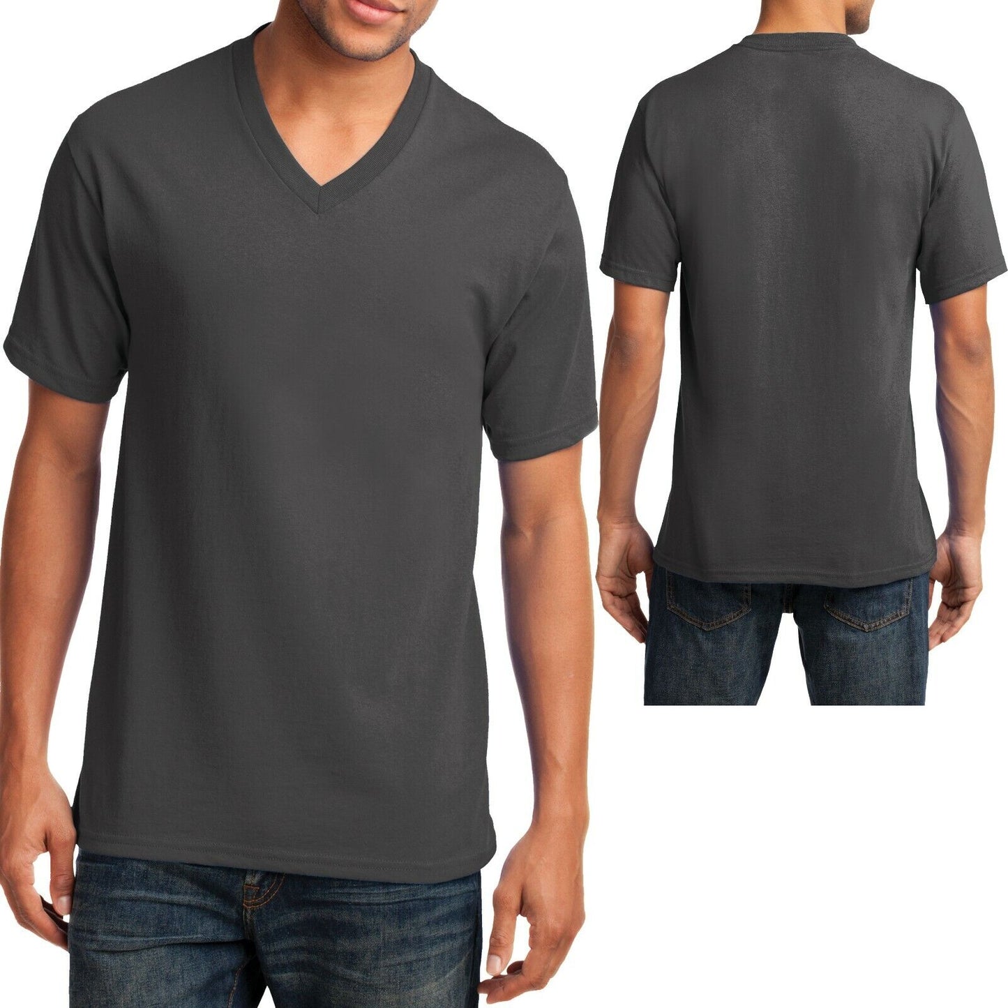 Mens V-Neck T-Shirt Cotton Blend Including NEONS Sizes S M L XL 2XL 3XL 4XL NEW