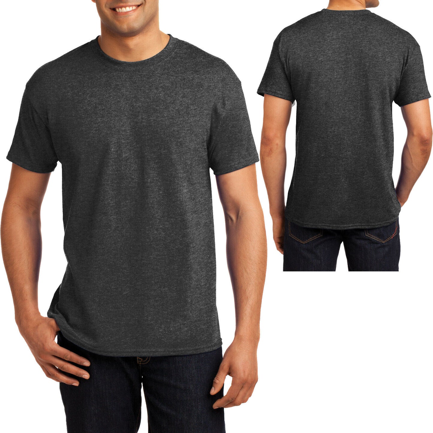 Mens Hanes Heather Tee 5.2 oz Cotton/Polyester Soft Blended T Shirt S-4XL NEW!