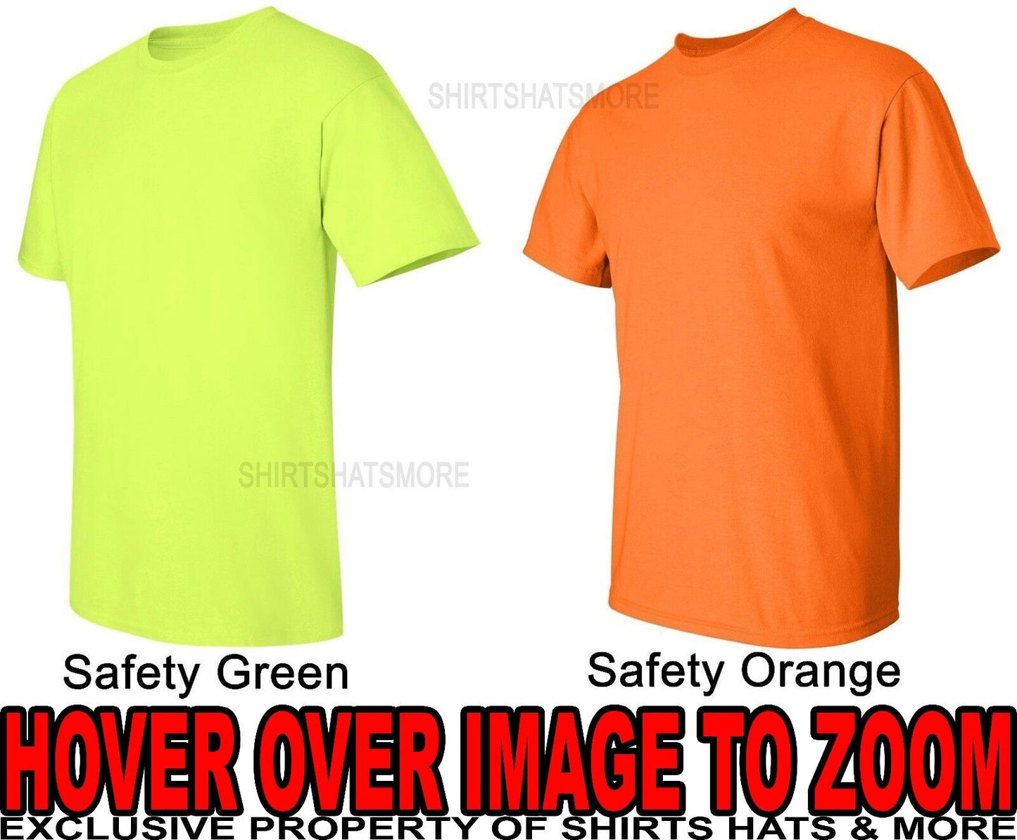 Mens T-Shirt Safety Green Orange Yellow Cotton Blend High Vis ANSI S-5XL Gildan