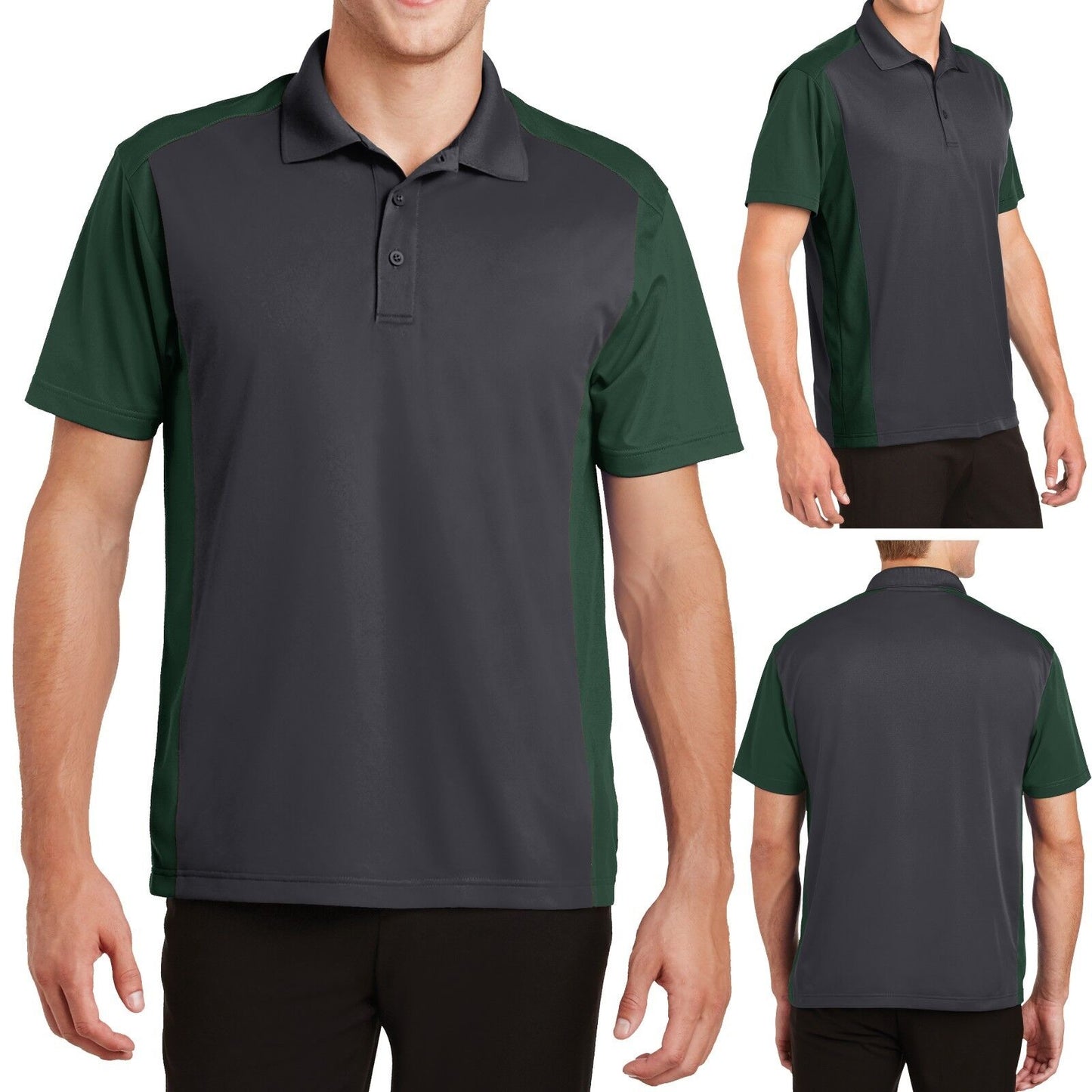 MENS Two Tone Polo Shirt Moisture Wicking Dri Fit Sport-Wick XS-XL 2X 3X 4X NEW