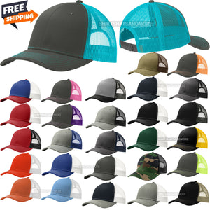 Men's Color Blocked Mesh Hat Structured Cap Mid Profile Snapback Headwear NEW!