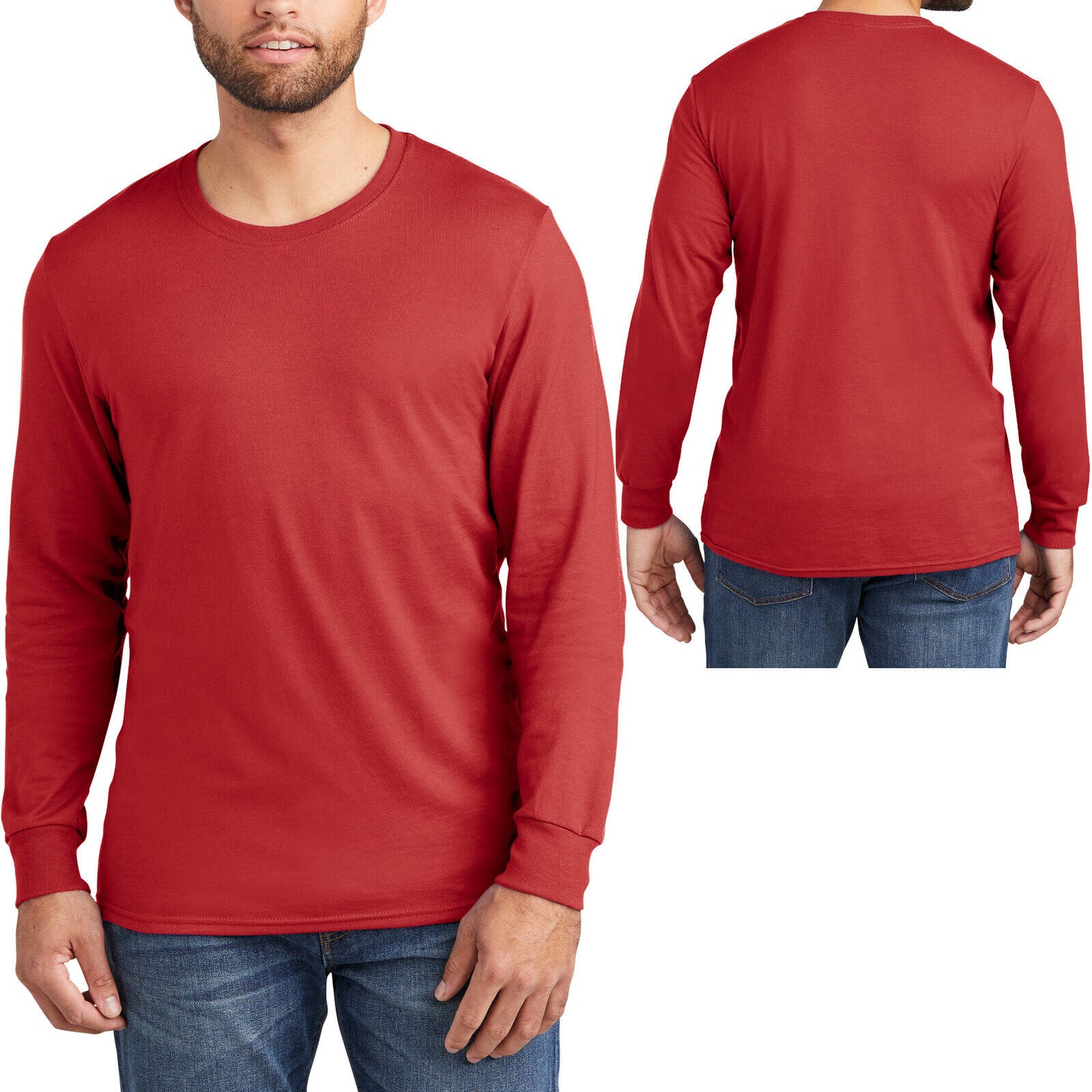 Mens Jerzees Premium Soft Blend Ring Spun Long Sleeve T-Shirt Classic Fit Tee