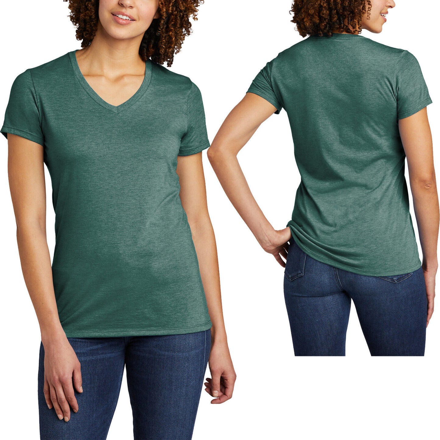 Womens Tri Blend V-Neck T-Shirt Soft Blended Sustainable Ladies Tee XS-2XL NEW!