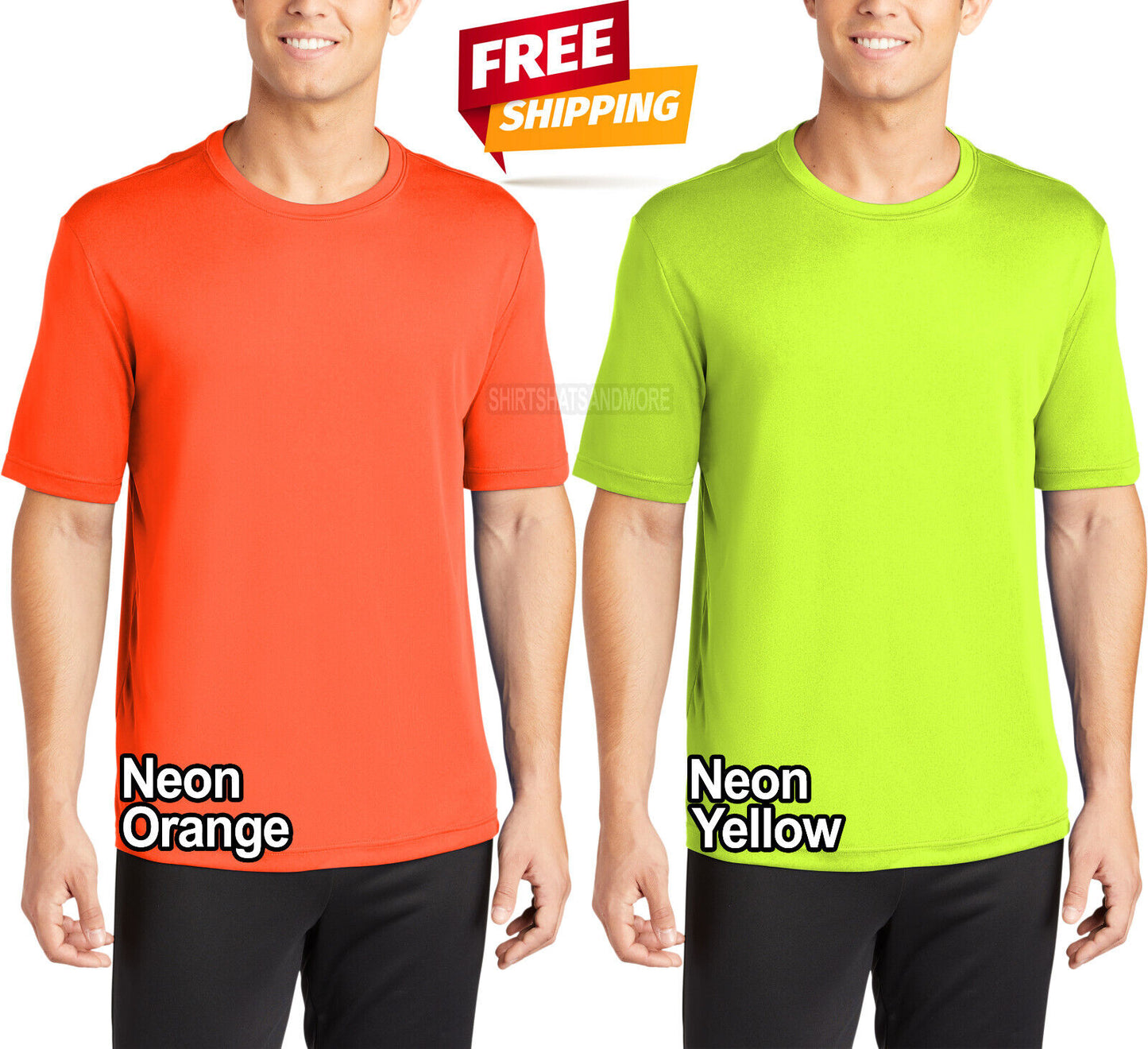 Mens TALL NEONS T-Shirt Moisture Wick DriFit Performance Tee LT-4XLT NEW!