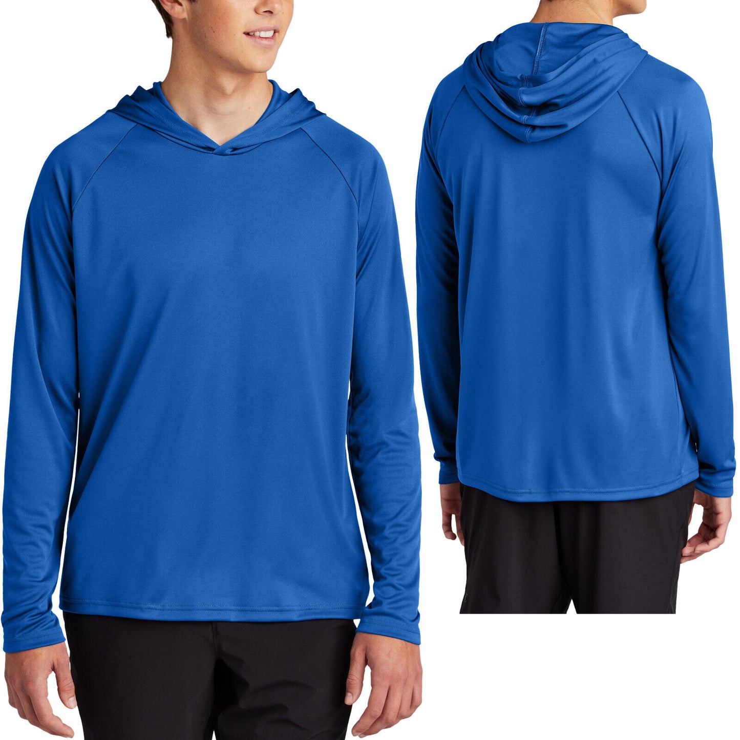 Mens Moisture Wicking Hoodie Tee Hooded Pullover T-Shirt UPF 50 Sun Protect S-4X