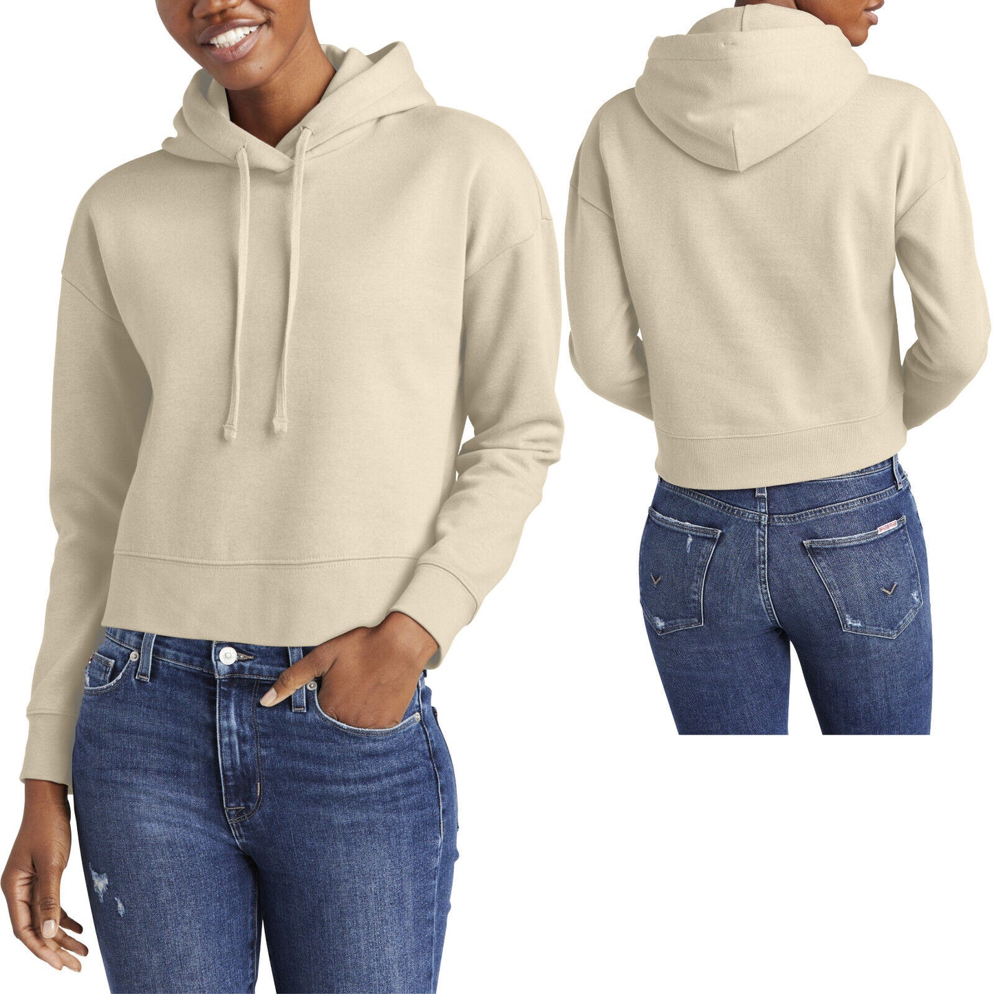 Ladies Plus Size Cropped Fleece Hoodie Women Long Sleeve Hooded Sweatshirt XL-4X