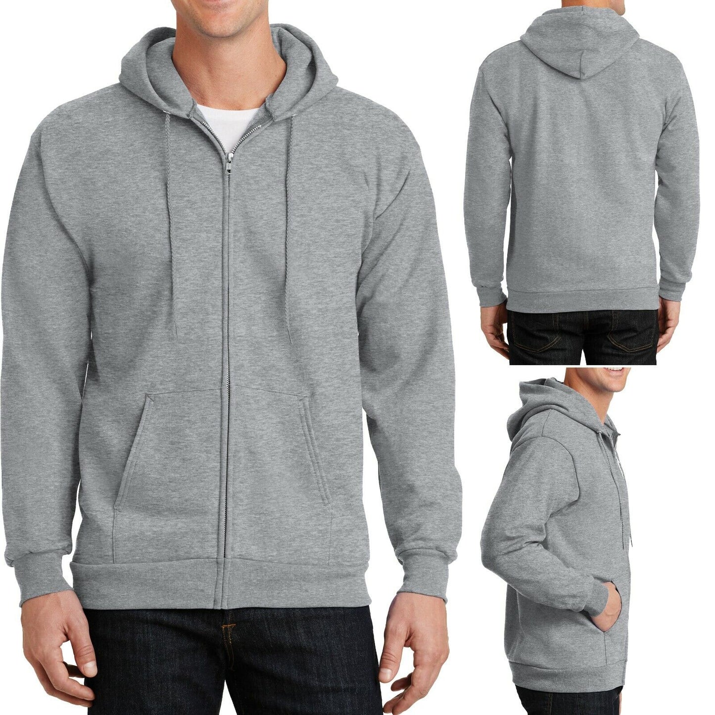 Mens TALL FULL ZIP Hoodie Hooded Sweatshirt LT XLT 2XLT 3XLT 4XLT