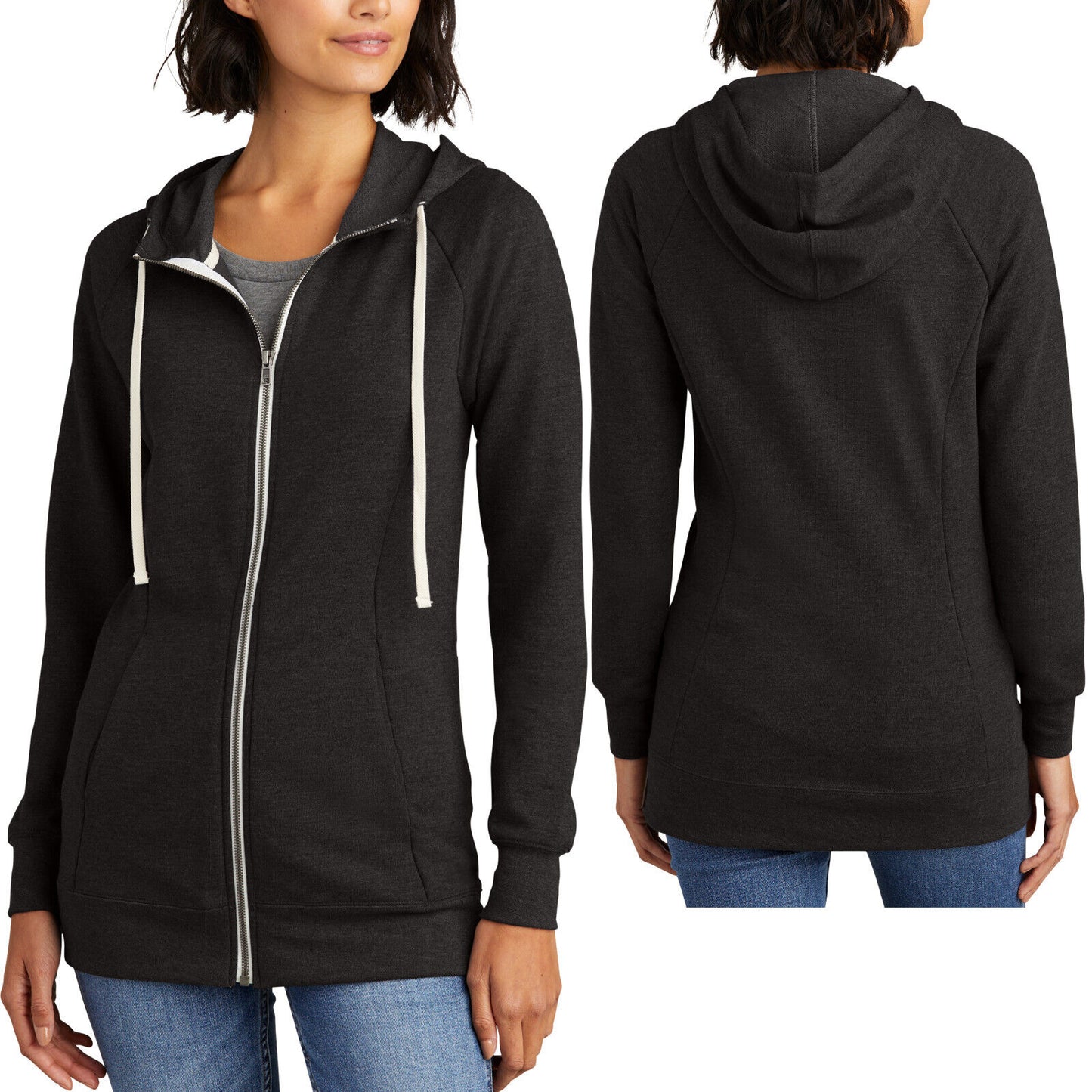 Ladies French Terry Blend Full Zip Hoodie Jacket With Pockets Women XS-4XL NEW!