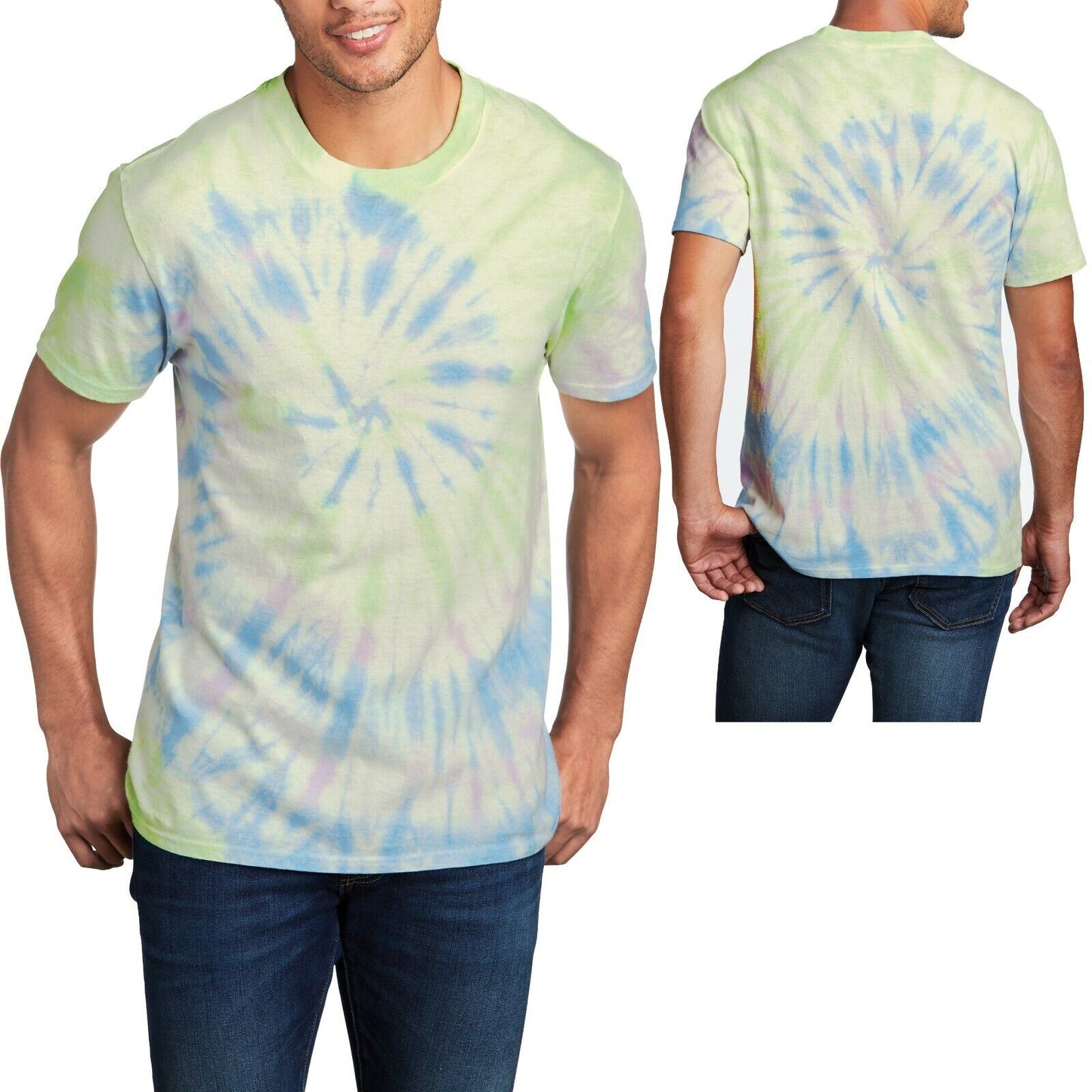 Spiral Tie Dye Mens T-Shirt Blank Tye Dyed Tee S, M, L, XL, 2X, 3X, 4X NEW