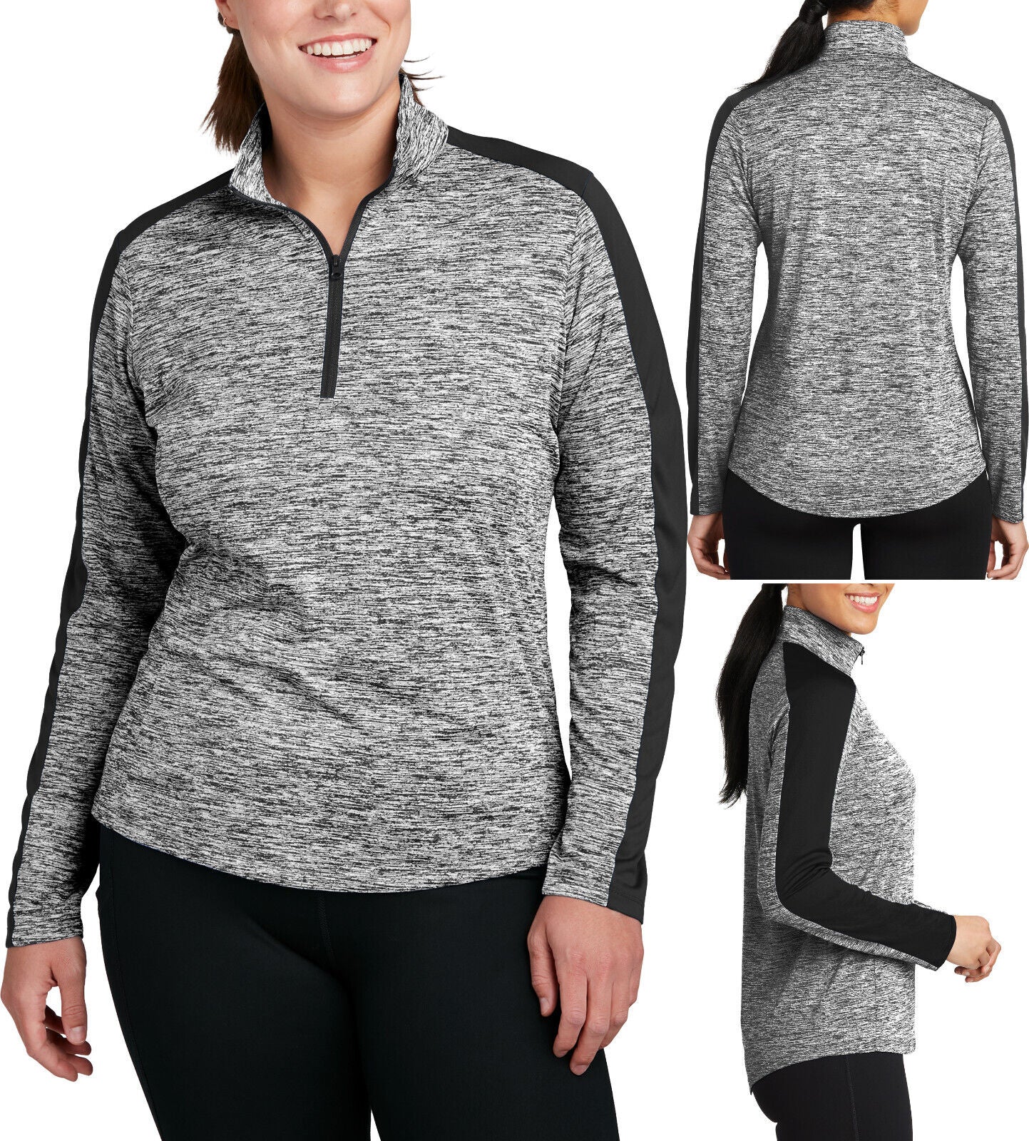 Ladies Plus Size Electric 1/4 Zip Colorblock Pullover Dri Fit Snag Resist Jacket