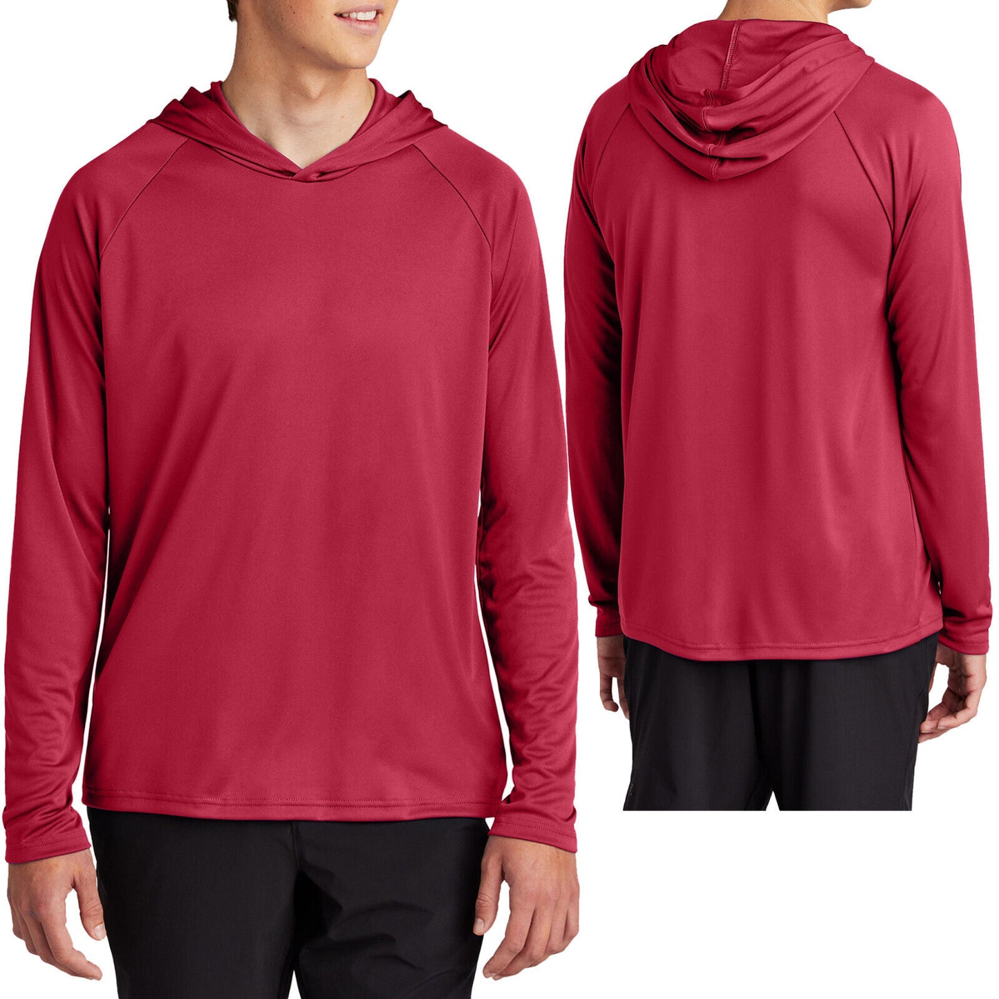 Mens Moisture Wicking Hoodie Tee Hooded Pullover T-Shirt UPF 50 Sun Protect S-4X