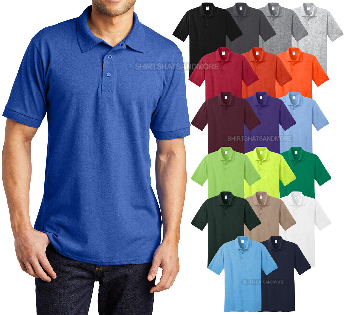 Mens TALL Collared Polo Moisture Wicking Jersey Blend LT, XLT, 2XLT, 3XLT, 4XLT