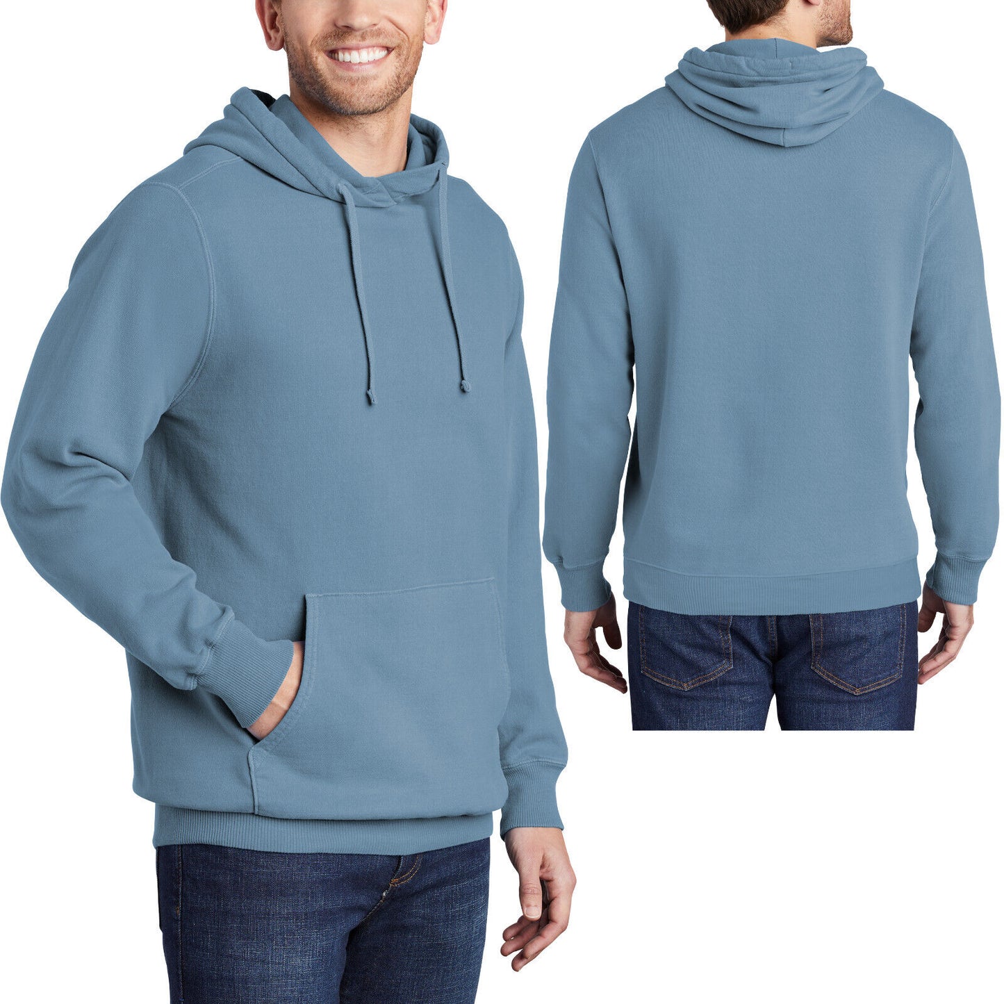 Mens Garment-Dyed Beach Wash Hoodie Sweatshirt Soft Comfortable Pullover Hoody