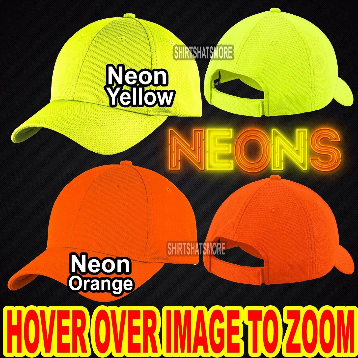 Adult NEONS Moisture Wicking Hat MICRO MESH Baseball Cap Structured Adjustable