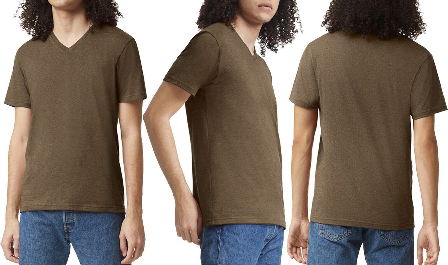 Mens American Apparel V-Neck Heather Tee Super Soft Cotton Blended T-Shirt S-3XL