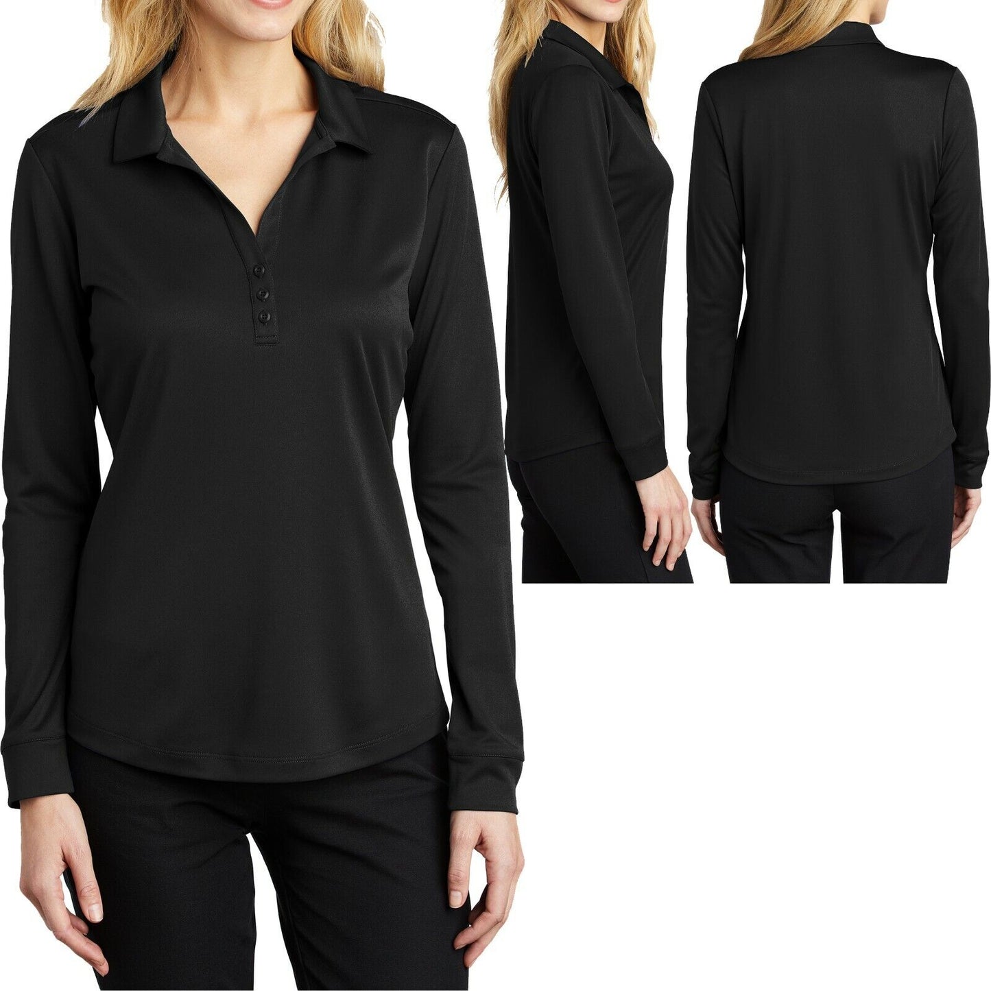 Ladies LONG SLEEVE Polo Shirt Moisture Wicking Womens XS-XL 2XL 3XL 4XL NEW