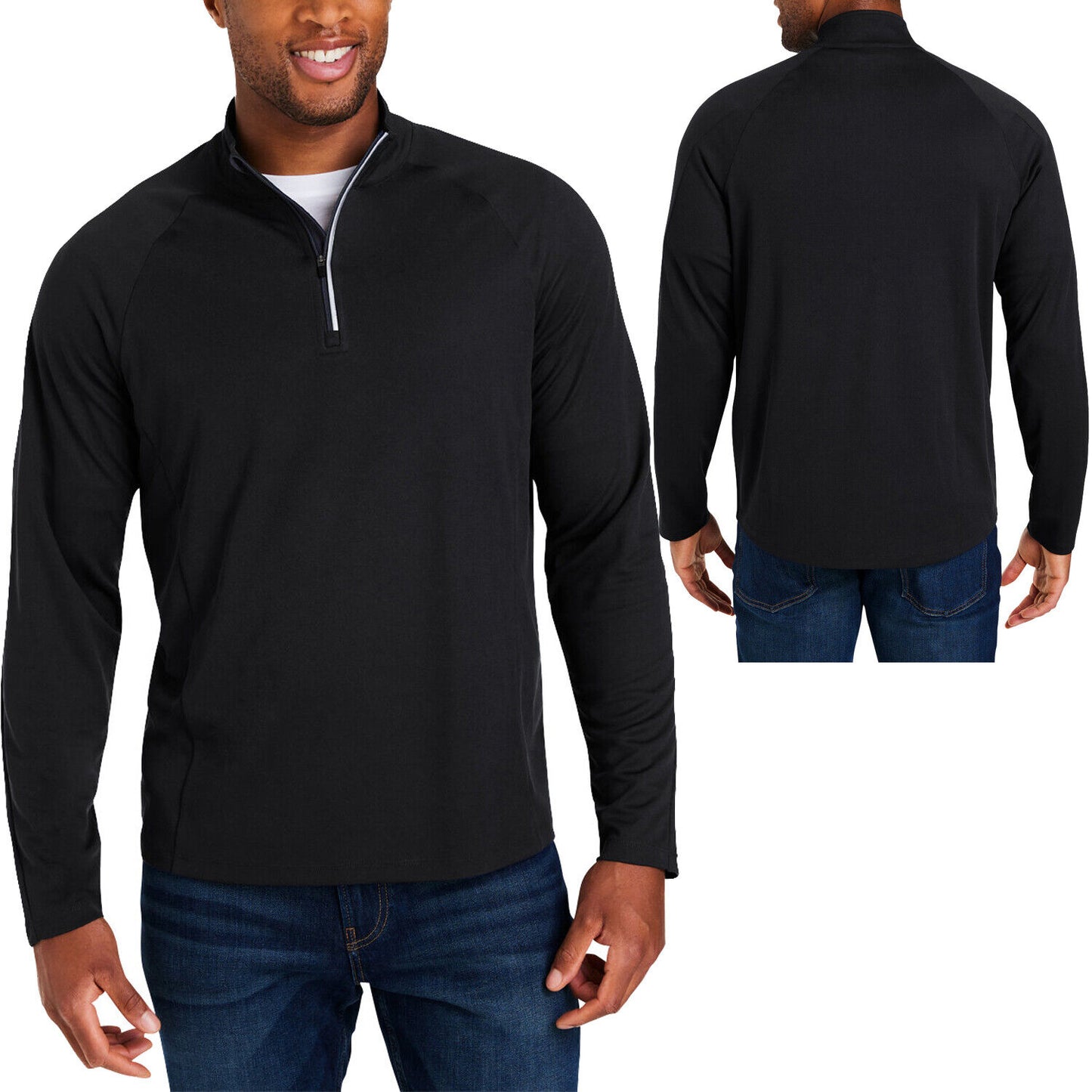 Mens 1/4 Zip Moisture Wicking Pique Pullover UV Protection Antimicrobial S-5XL